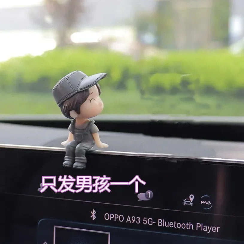 Cute Cartoon Couples Car Decoration Accessories Romantic Figurines Balloon
