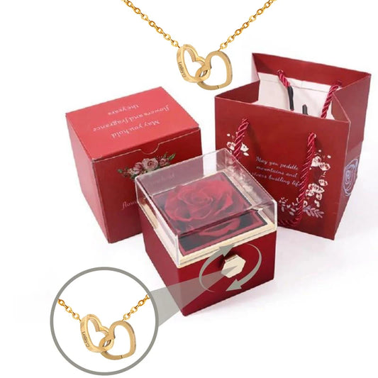 Forever Rose Box - WIth Engraved Heart Necklace