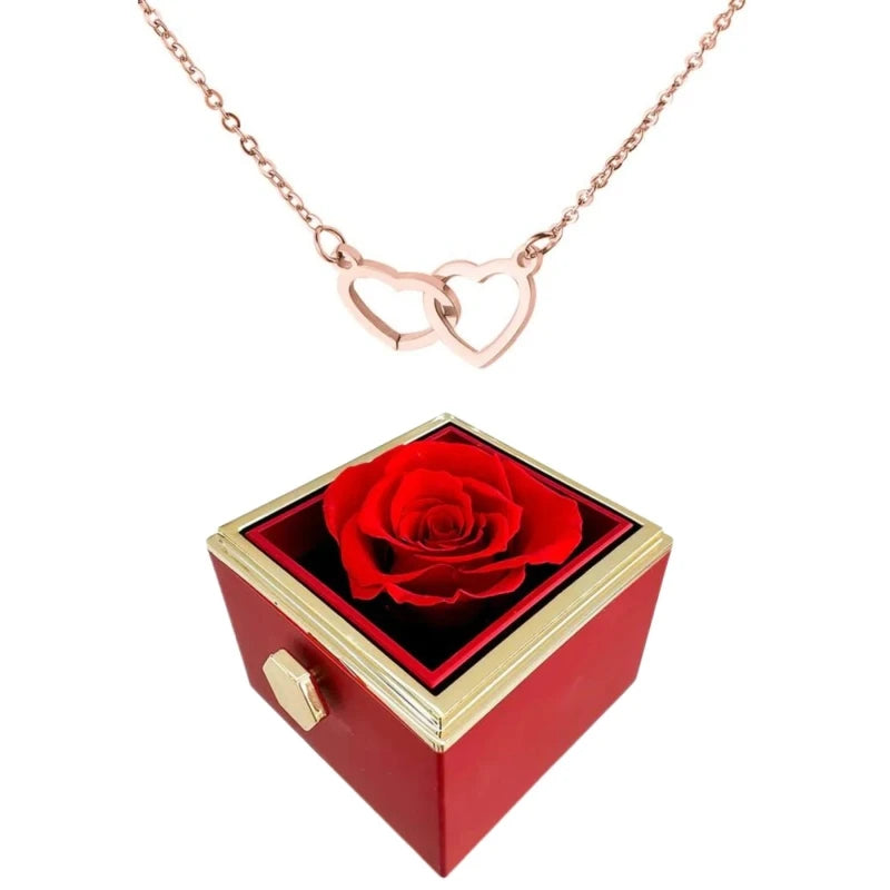 Forever Rose Box - WIth Engraved Heart Necklace