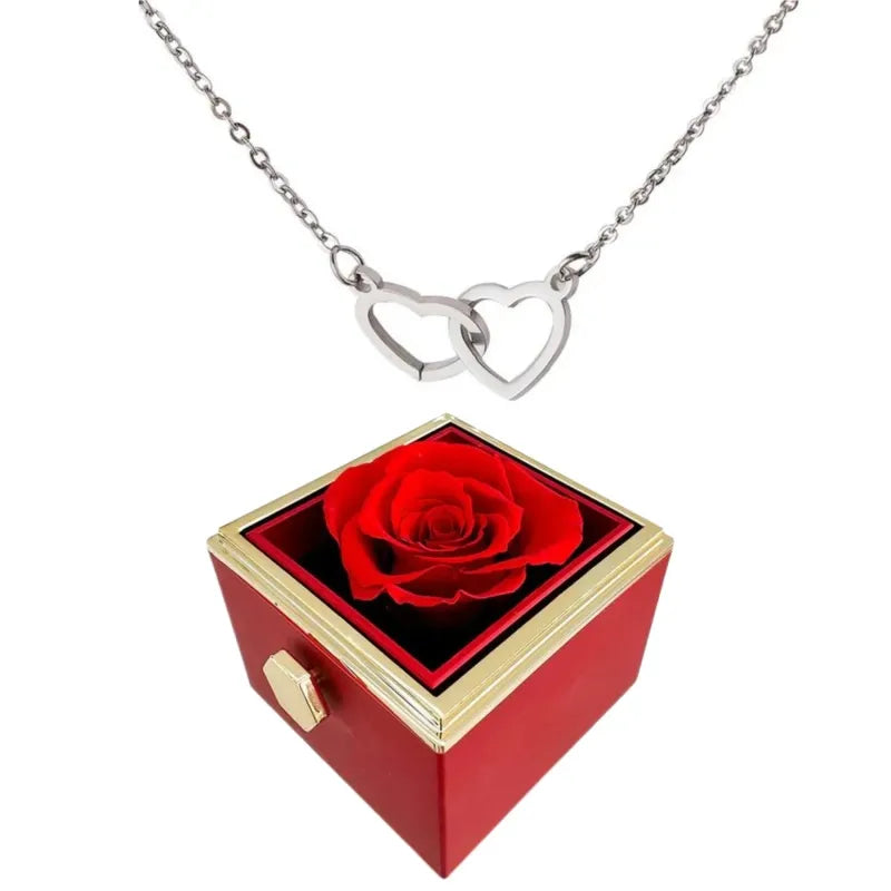 Forever Rose Box - WIth Engraved Heart Necklace