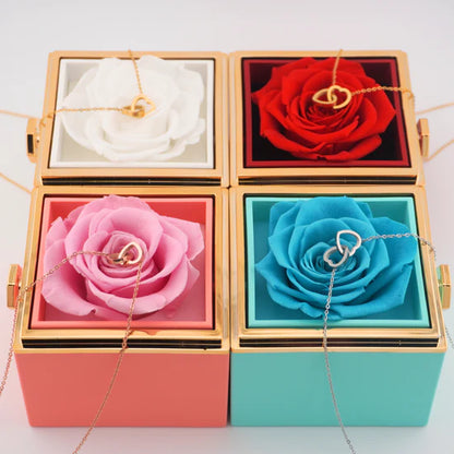 Forever Rose Box - WIth Engraved Heart Necklace
