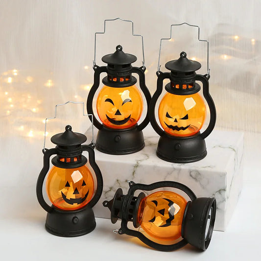 LED Halloween Pumpkin Candle Lamp - Portable Vintage Oil Lamp for Party, Home Decoration & Horror Props